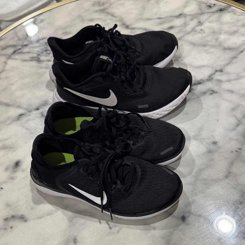 2 pair Nike Black and White Running Shoes